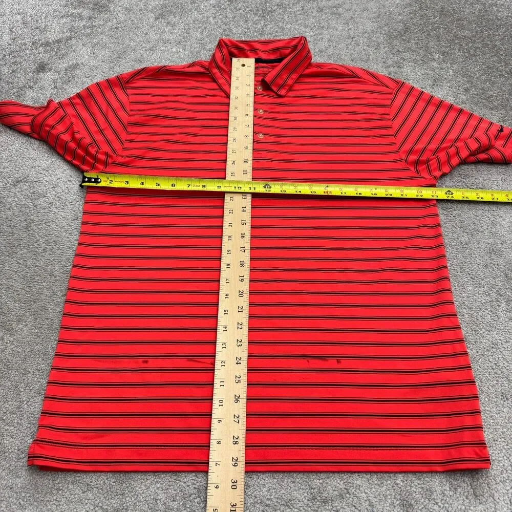 Nike Golf FitDry Polo Shirt Mens Large Red Blue Striped Performance Activewear